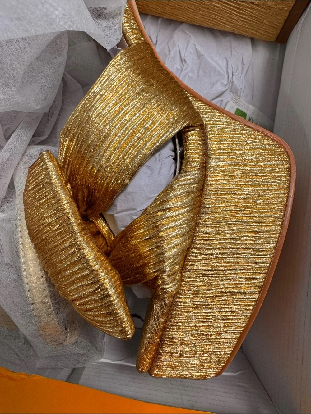 Gold Textured Platform Heels